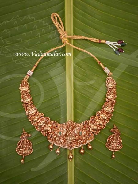 Necklace Antique Design Goddess Lakshmi Necklace With Matching Earring Set Buy Now