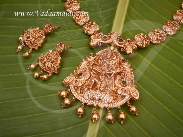 Necklace Antique Design Goddess Vishnu Lakshmi Haaram With Matching Earring Set Buy Now