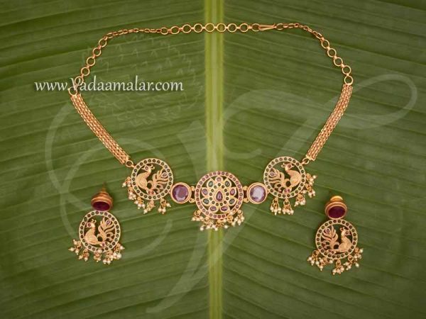 Antique Design Peacock Necklace With Matching Earring Set Buy Now