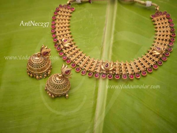 Necklace in Antique Design Matching Earrings Choker