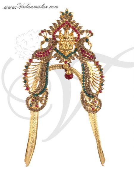 Small size Peacock Design Baju Bandh Multi Color Stons Upper Arm Vanki