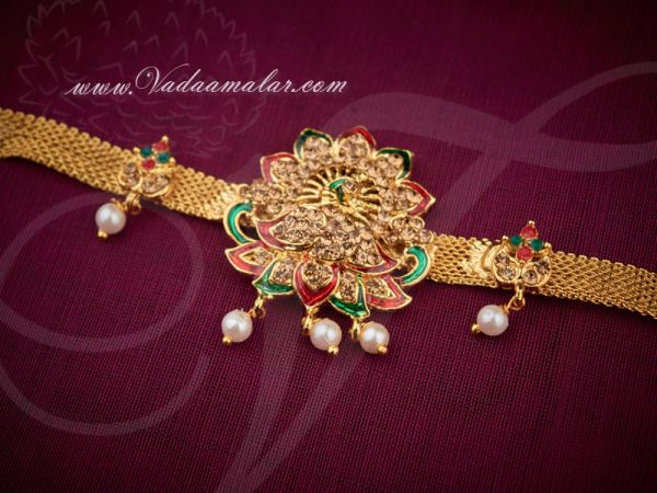 Peacock Design Baju band gold stones latest jewelry designs Buy Now - 1 piece