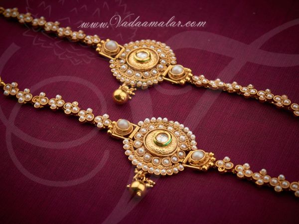 Antique pearl design armlet upper arm band Baju Bandh Vanki - 2 piece