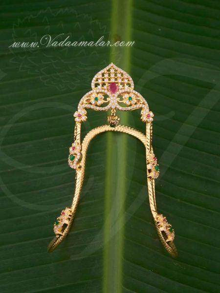Baju Bandh Bridal Armlet American diamond and Ruby Emerald Stones Design Vanki - 1 Piece