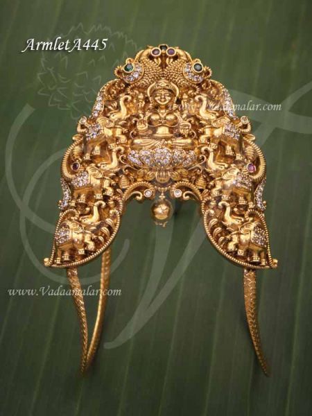 Baju Band Jewellery Nagasu Antique Lakshmi With Elephant Design Armlet Vanki 5 inches
