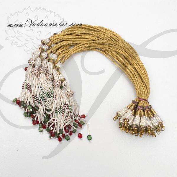 Buy Online Necklace Back Double Gold Rope Thread with Beads 6 pieces