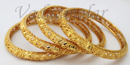 Bracelets Bangles microplated Valaial Bangle intricate designs 4 pieces