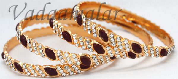 All size 4 White and Red Stones Bangles for Saree Sarees Bracelets Oranaments 