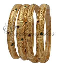 4 Bangles Red  Stones Saree Sarees Bangle Bracelets Oranaments 