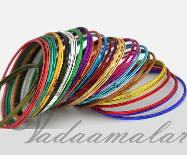 Mutli color Metal metallic bollywood India Indian bangles bracelets - 144 pieces(12 doz)