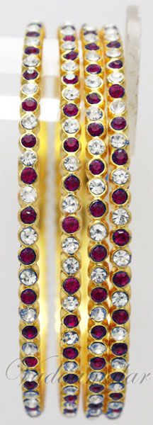 White and pink Stones Bangles for Saree Sarees Bracelets Oranaments 
