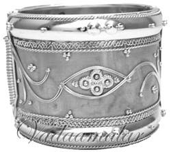 Imitation Silver Kada Bangle Thick Indian Bracelet - 1 Piece