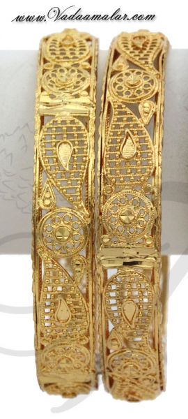 2 pieces micro gold plated India Bangles Bracelets