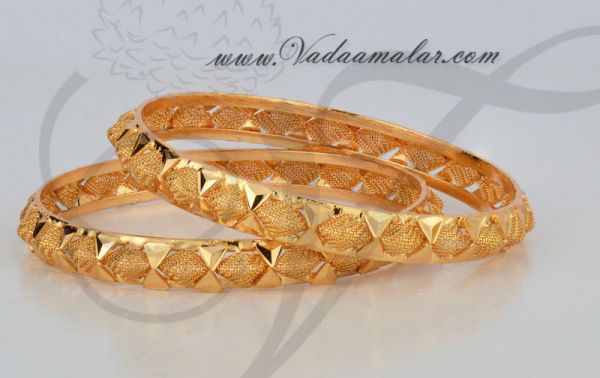 Micro Gold Plated India Bangles Bracelets - 2 pieces