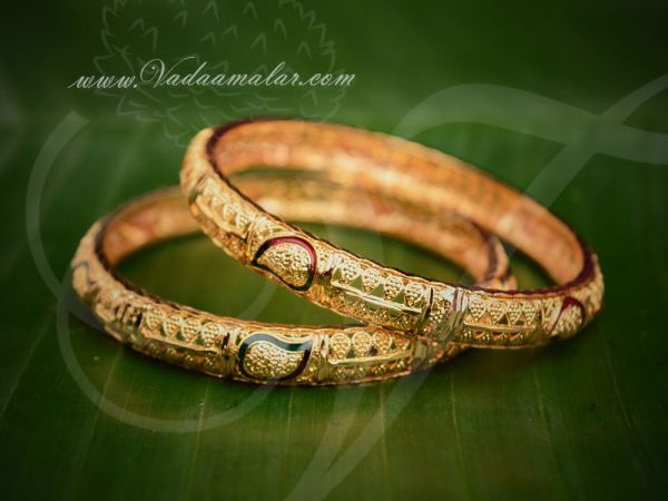 Enamel design Bangles Bracelets intricate designs 2 pieces