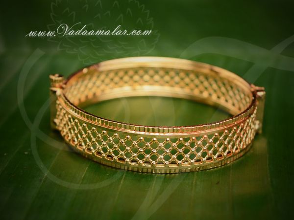 Micro Gold plated Indian Kada Bangle Bracelet Size 2-4
