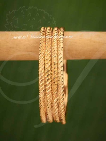 Gold Plated Bangles Bracelet Buy Online - 4 pieces