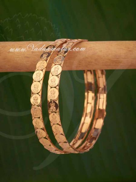 Micro Gold Plated Bangles Coin Kasu Design Buy Now - 2 piece