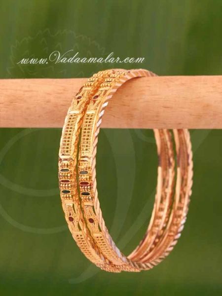  Enamel Design Micro Gold Plated Bangles Online for Women Size 2-8