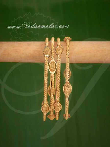 Micro Gold Plated India Bangles Valaiyal - 4 pieces - 2-6