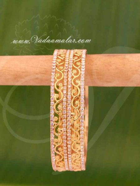 Bangle White Stone Indian Design Bracelets Buy Now Size :2-10