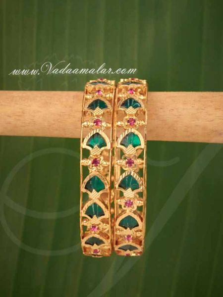 Palakka bangle Traditional Kerala Bangle Bracelet Ornament Gold plated- 2 pieces