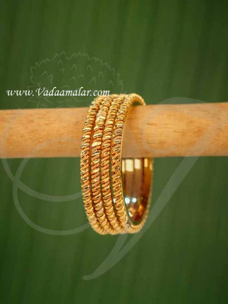 Gold Plated Bangles Bracelets Buy online from India - 4 pieces