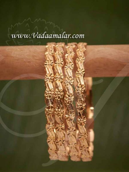 Micro gold plated bangles bracelet - 4 pieces