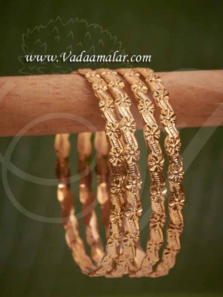 Micro gold plated bangles bracelet - 4 pieces