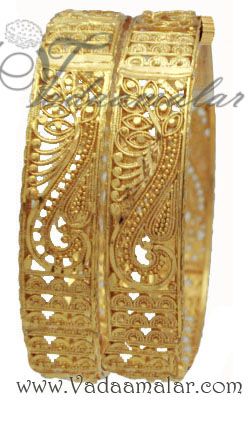 Bangles Microplated Valaial Bangle Bracelets Kangan or Chudi intricate designs 2 pieces