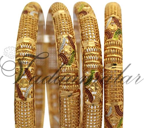 Micro gold plated enamel designes Bangles Bracelet Bracelets 4 pieces