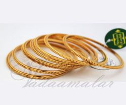  Micro Gold toned 8 sleek Bangles Bracelets for Sarees traditional Indian costumes