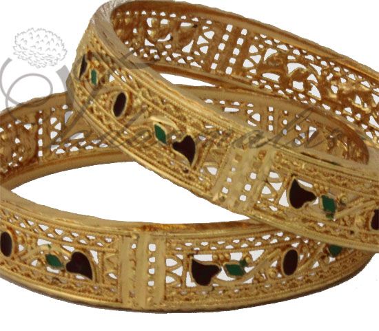 2pieces of Beautiful micro gold plated enamel designer Indian Bangles Bracelet