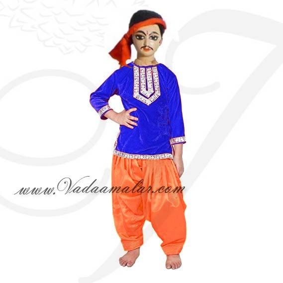 Childrens Indian Folk Dance Boys Kurtha Salwar Pant Style Costume Buy now