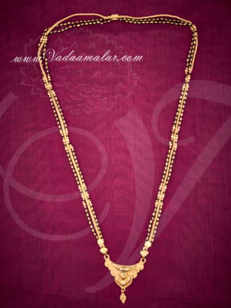 Mangalsutra traditional India black beads chain with pendant 