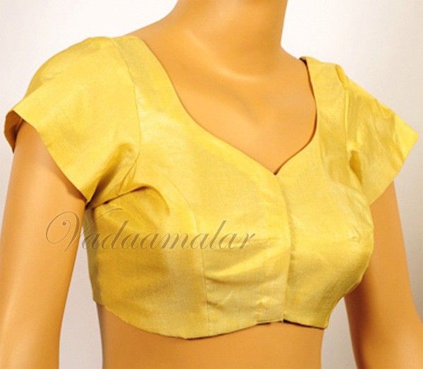 Gold Tissue Blouse with Liining Readymade Ready to wear Saree Sari Blouses Choli 
