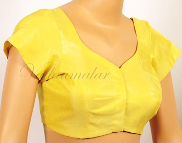 Yellow Pure Cotton Readymade Ready to wear Saree Sari Blouse Choli 
