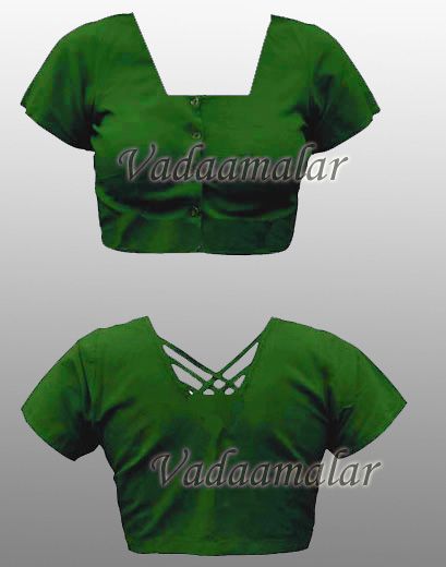 Green Cotton / Silk Cotton Saree Blouse Readymade Ready to wear Blouses for Sarees Choli 