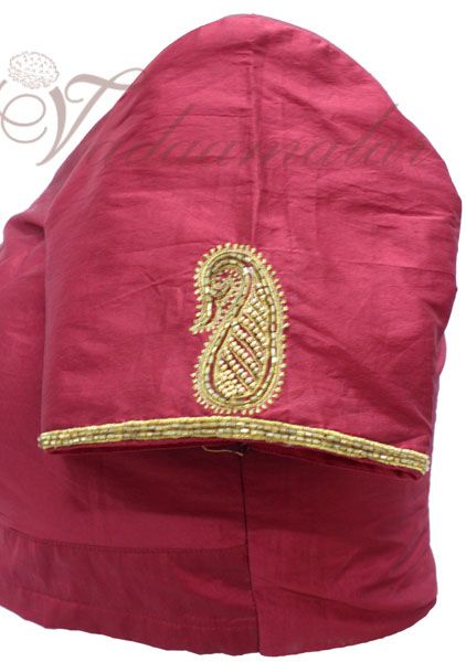 Dark Red Burgendy Maroon Gold Designer Silk Brocade Saree Sari Blouse Choli  Ready to wear