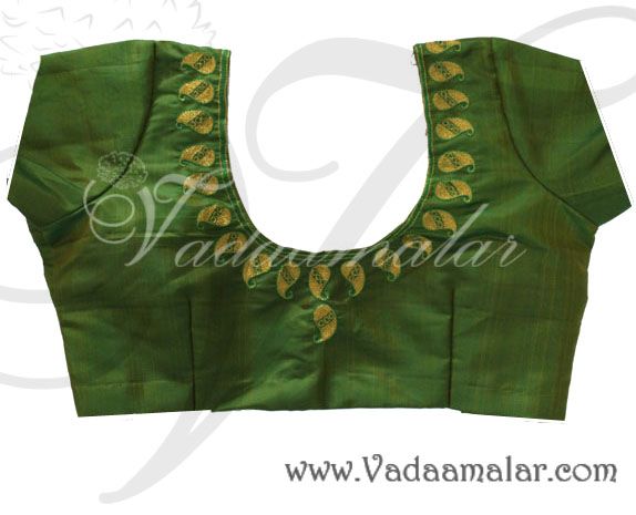 Green Gold Designer embroidery Silk Brocade Saree Sari Blouse Choli  Ready to wear