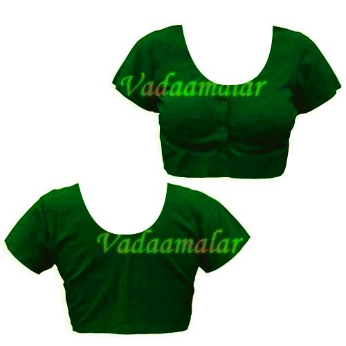 Dark green Pure Cotton / Silk Cotton Simple Saree Blouse Readymade Ready to wear Blouses for Sarees Choli 