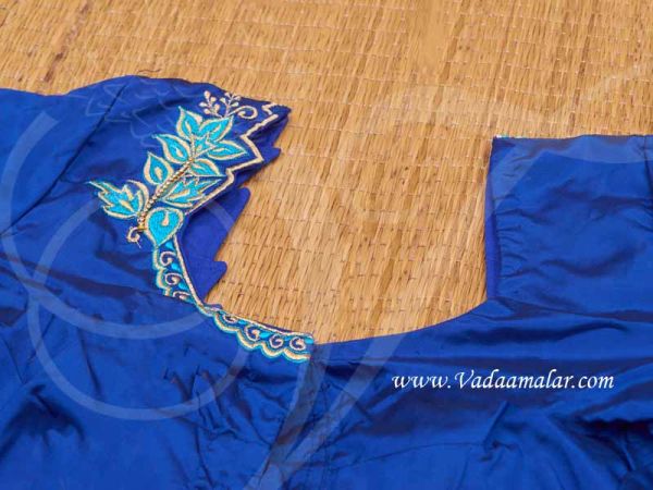 Ink Blue- Ready Made Embroidery Silk Cotton Saree Blouse Designer Choli Buy now