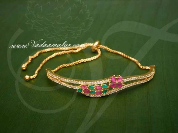 American diamond and Ruby Emerald Stones Bracelet Jewellery for Gifts 