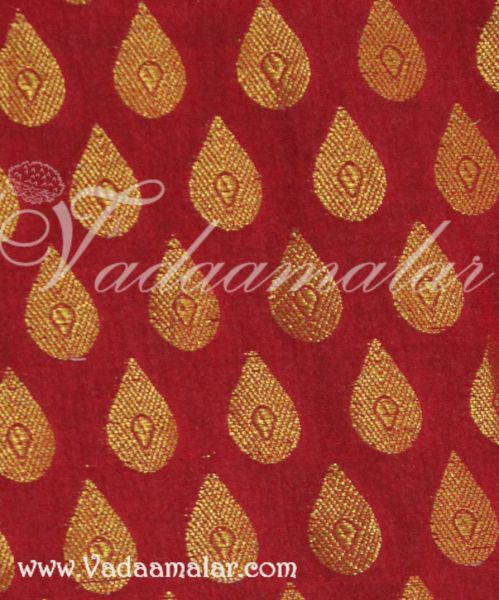 Maroon and Gold Brocade Fabric Silk Cotton - 1 meter