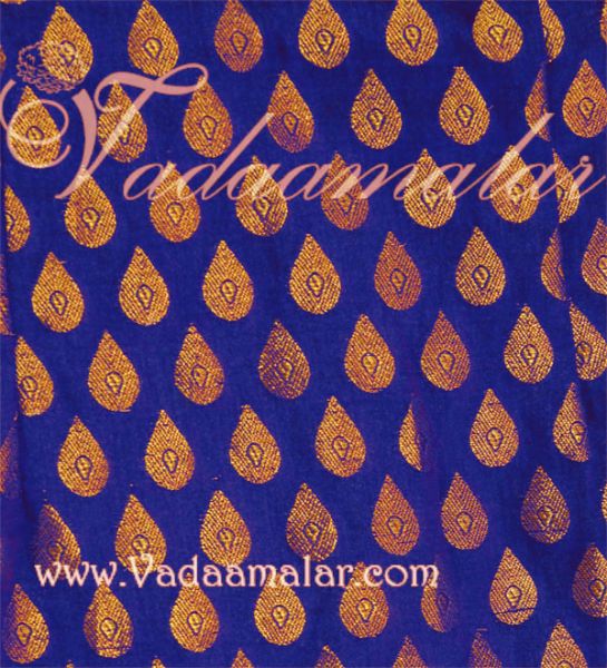 Ink Blue and Gold Brocade Fabric Silk Cotton - 1 meter