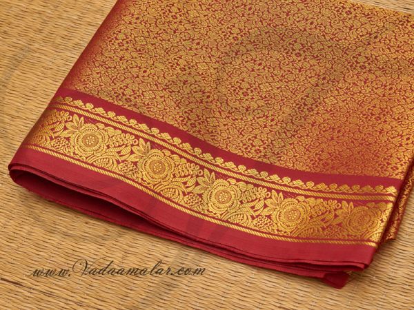 Maroon and Gold Jacquard Poly Cotton Fabric Material