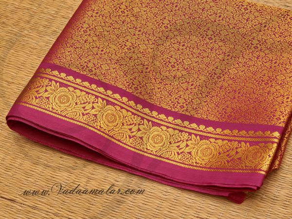 Magenta and Gold Jacquard Poly Cotton Fabric - 1 meter
