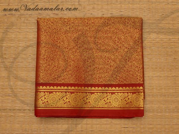 Red and Gold Jacquard Poly Cotton Fabric - 1 meter