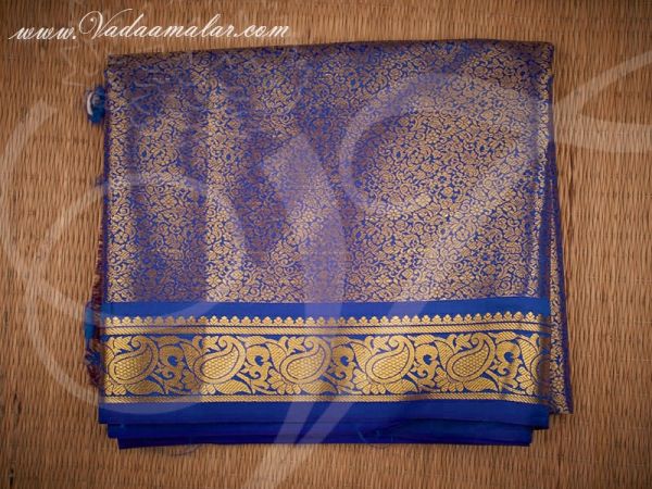 Blue and Gold Jacquard Poly Cotton Fabric - 1 meter