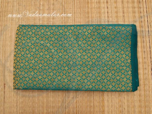 Turquoise Green Gold Colour Jacquard Brocade Fabric